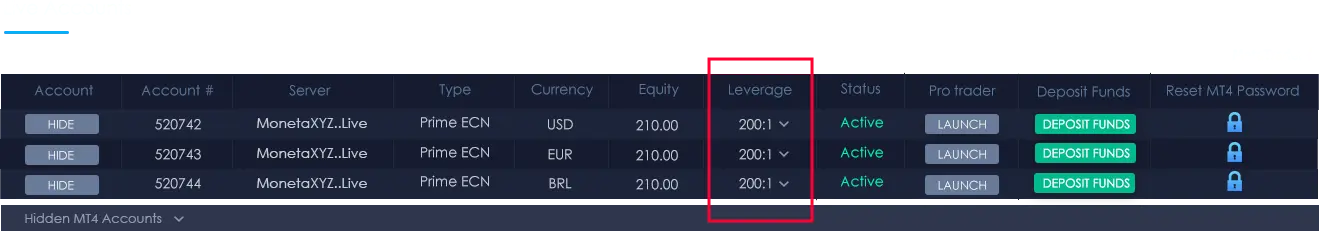Leverage Change Example